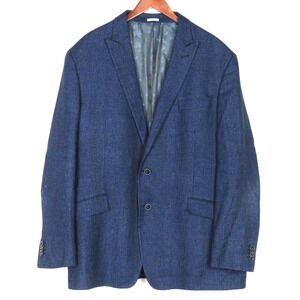 Joseph Abboud Heritage 2 Button Blue Wool/Linen Blazer Sport Jacket Men's 48L